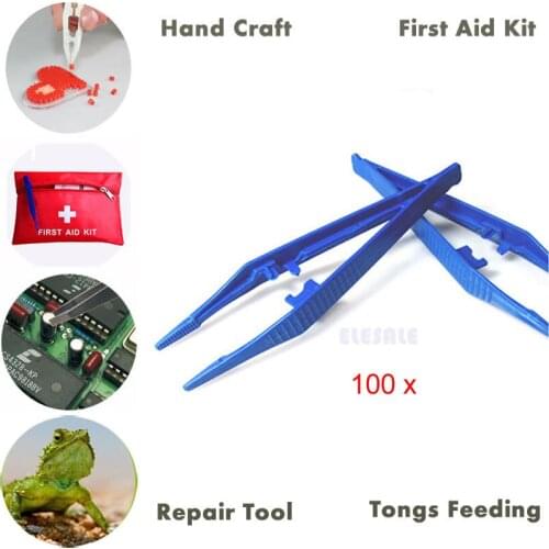 100 Pcs/Set Plastic Tweezers Tool For First Aid Kit,Emergency Kit,Kids DIY Handicraft,Repair Maintenance And Tongs Feeding