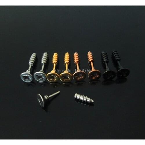NICE mixed 4 colors 1 pair 7mm surgical Stainless Steel screws shape ear tragus piercing fake taper hot
