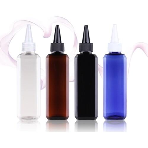 Clear 100ml X 50 Empty Pointed Mouth E Liquid Plastic Square Container 100cc Empty Cosmetic Lotion Bottles With Screw Cap DIY