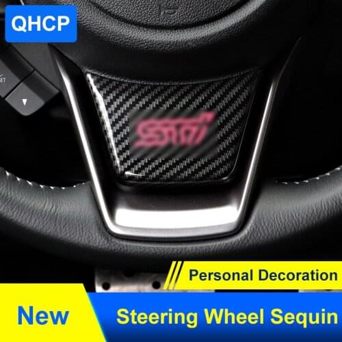 QHCP Steering Wheel Sequin Stickers Decorative Cover ABS Sequins Interior Accessories For Subaru Forester XV Outback Legacy 2019