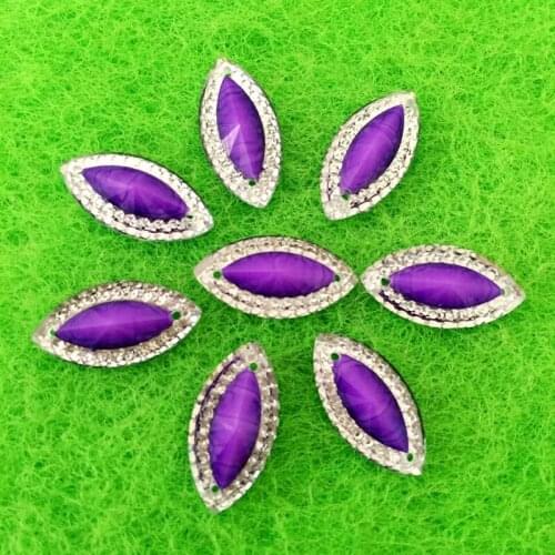 DIY60PCS/lot 18mm*10 mm resin rhinestone womens garment hand seam drilling horse eye shape flat back crystal - B609