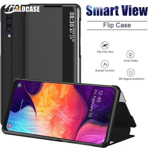 View Smart Flip Case for Samsung Galaxy A71 Fundas Luxury Original Magnetic Holder Leather Etui a 71 SM A715 A715F Phone Cover