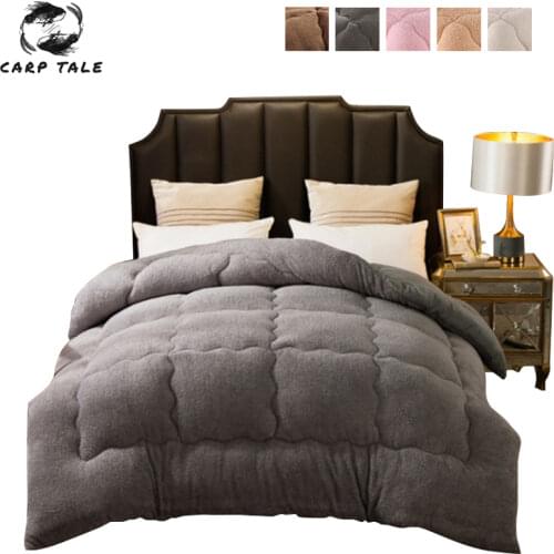 Thicken Warm Winter Quilted Quilts Lamb Velvet Comforter Cashmere Down Blanket Single Double Duvet Quilt King Queen Full Size