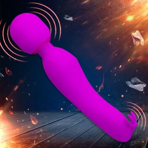 G Spot Vibrators for Women Rabbit Ear Clitoris Stimulation Sex Toys Silicone Rechargeable Wand Vibrator Strong Big Wand Massager