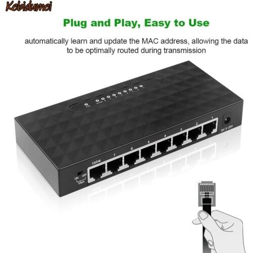 High Performance 8 ports Network Switch 10/100Mbps 8-Port LAN Networking Switches Laptop FAST Switch Adapter + Power Plug Supply