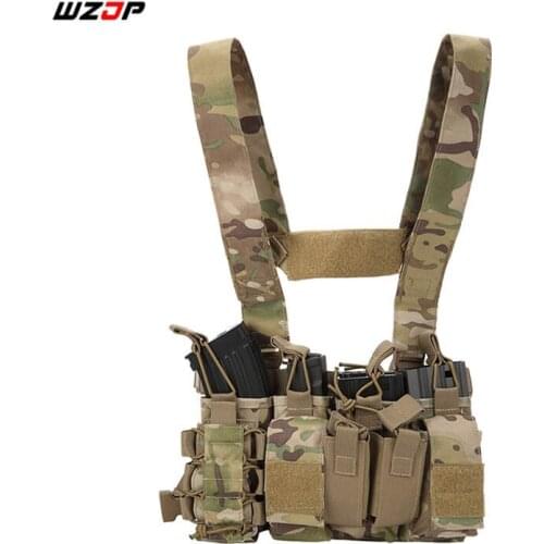 WZJP Outdoor Hunting Vest Tactical Combat Chest Rig Airsoft Vest Molle Pouch Simple Military Vest With Magazine Pouches