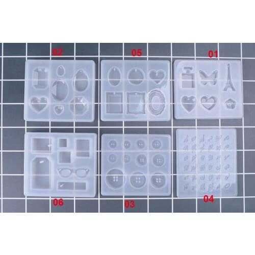 6 Designs Silicone Mold Resin mould Epoxy mold variety of pendant mold iron Tower style diamond alphabet twist button making
