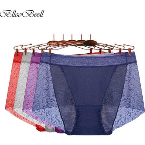 Plus Size Womens Panties Modal Underwear Mid-Rise Seamless Briefs Sexy Lace Everyday Ladies Panty Female Lingerie Solid Color