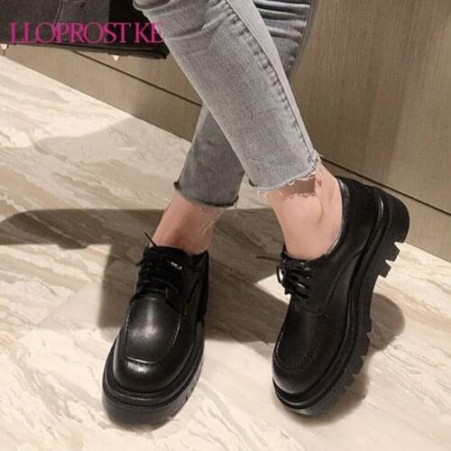 Lloprost ke 2021 New Arrival Women Pumps High Quality Ladies Casual Shoes Spring Autumn Lace Up Single Shoes Black White