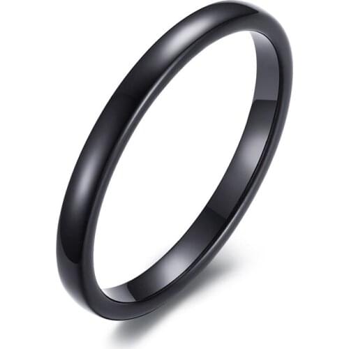Simple Design Womens Ring Engagement Ring Wedding Black Tungsten Carbide female Jewelry 2mm Anillos