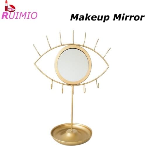 Golden Eye Shaped Design Iron Art Desk Makeup Mirror Girls Bedroom Desktop Makeup Mirror Desktop Mirror