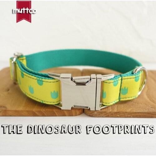 10pcs/lot MUTTCO wholesale self-design personalized dog collars handmade collar THE DINOSAUR FOOTPRINTS 5 sizes UDC052