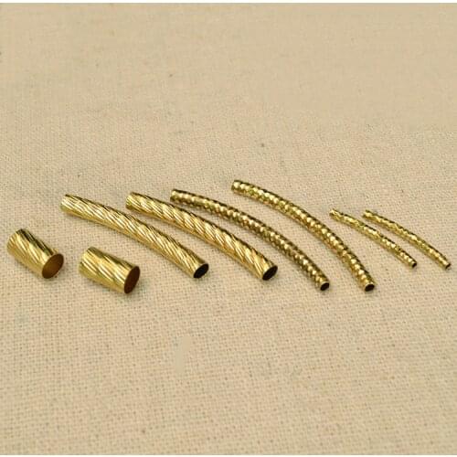 100pcs Metal Raw Brass Tubes Curved Hole Bead Bend Tube Beads Connectors DIY Handmade Accessories For Jewelry Making