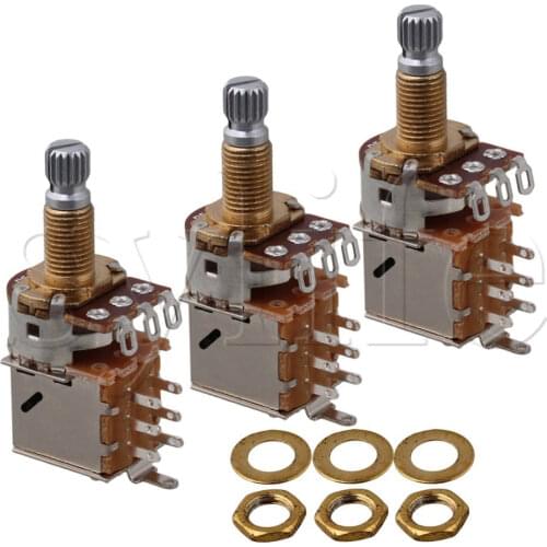 3PCS B250k Guitar Control Push Pull Potentiometer With 18mm Gold Plated Shaft