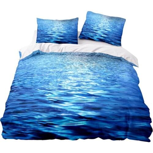 3D Digital Printing Calm Sea Bedding Set 3-Piece Set Bedroom Decoration Large King Quilt Cover Pillowcase All Season