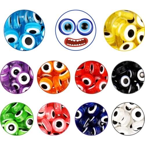 6/8/10mm Multicolor Oblate Shape Spacer Beads Evil Eye Beads Acrylic Spacer Beads For Jewelry Making Bracelet Necklace Charms