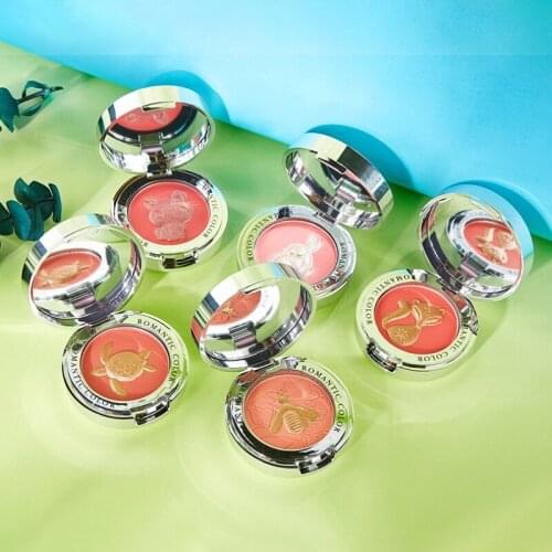6 Colors Animal Embossed Blush Waterproof Sweat-proof Brighten Skin Fine Face Blush Powder Palette Contour Shadow Beauty Makeup
