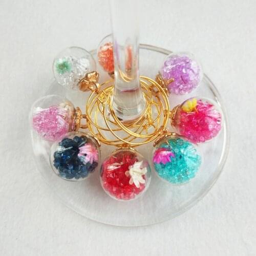 6PCS Cristal Ball Wine Glass Charms Rings Marker Christmas Party Bar Table Decorations Christmas Gift