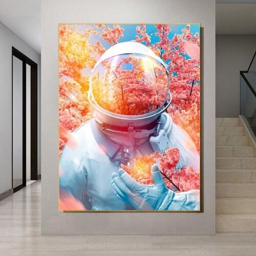 Abstract Creative Astronaut Space Canvas Painting Tree Butterfly Wall Posters Print Art Pictures for Living Room Home Decoration