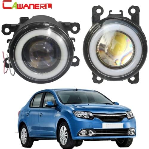 Cawanerl For Renault Logan 2004-2015 Car 30W LED Bulb Front Bumper Fog Light COB Angel Eye Daytime Running Lamp 3000LM 12V