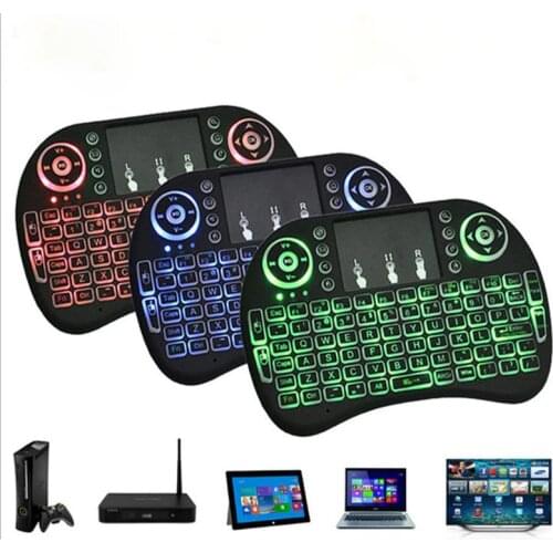 Mini Wireless Keyboard 3 color backlit i8+ lithium battery backlight Air Mouse Remote Control Touchpad Handheld TV BOX Laptop