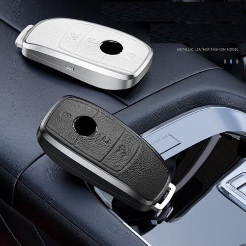 Genuine leather Aluminum Alloy car key case cover For Mercedes benz W177 W205 W213 W222 2018 A C S GLS Class E class