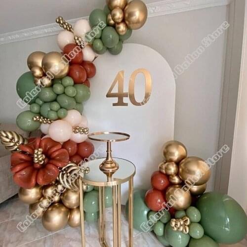 Wedding Birthday Party Decoration Avocado Green Gold Cocoa Latex Balloon Garland Arch Holiday Event Backgound Baby Shower Decor