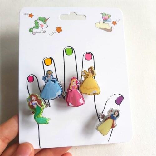 Disney cartoon princess childrens cartoon ring printing girl three-dimensional ring set ring gift