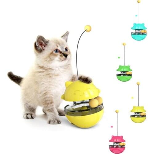 Tumbler Cat Toys Cat Food Dispenser Treat Toys Slow Feeder Pet Food Treat Ball IQ Training Toy Detachable Wand Cat Treat Toy