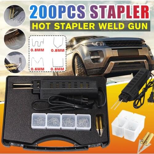 Car Bumper Dashboard Repair Tool Welding Repair Kit Welder Gun Repair Motorcycle Plastic Hot Staplers with 200 Staple
