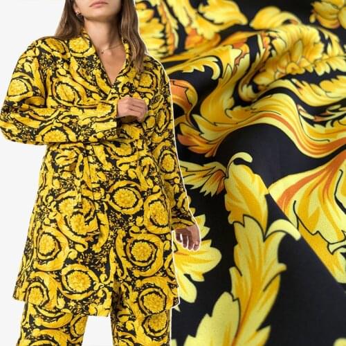 50x145cm Italian V brand Baroque printed stretch satin polyester fabric soft clothing shirt dress fabric cloth for sewing