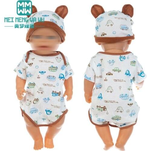 Doll clothes for 17inch 43cm toy born doll accessories Baby jumpsuits, dinosaur cartoon clothes, Gifts for boys and girls