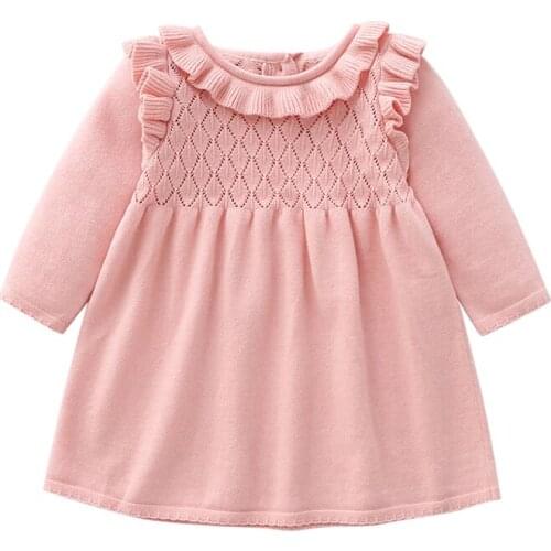 Menoea Infant Newborns Baby Girls Christmas Sweaters Dresses 2021 Fashion Long Sleeve Solid Costumes Toddler Knitted Outfits