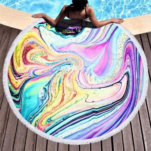 Microfiber Marble Beach Towel Colorful Quicksand Print Bath Towels Yoga Towel With Tassel Beach Mat Blanket Cover