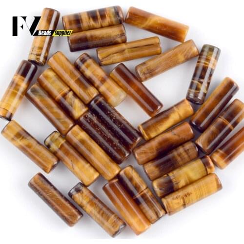 Natural Yellow Tiger Eye Stone Loose Column Beads 4x13mm Spacer Beads For Jewelry Making DIY Bracelet Accessories 15" Strand