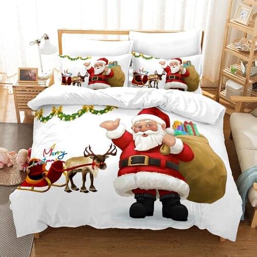 3D Cartoon Printed Pillowcases Bedding Set Queen King Size Dropshipping Boy gift Merry Christmas Happy New Year YB0610