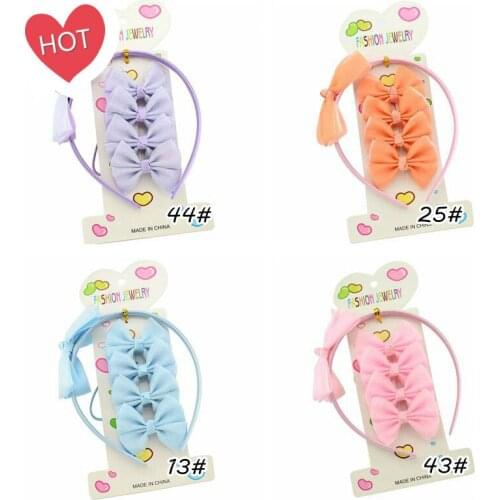 Wholesale 7 Colors 500pcs Children Bowknot Handmade Ribbed Ribbon Band Bowknot Hair Holder Hair Rope Mesh Yarn Waist Bow Hairpin