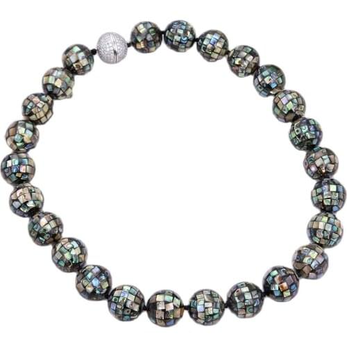 GG Jewelry Natural 16MM Round Real Abalone Shell Necklace For Women Lady Gift