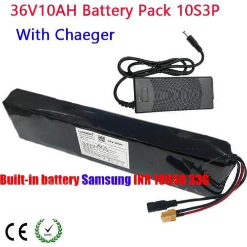 36V 10Ah Rechargeable Battery 18650 Pack 10S 3P With 15A BMS For Scooters And Electric Bicycles Motors Less Than 500W