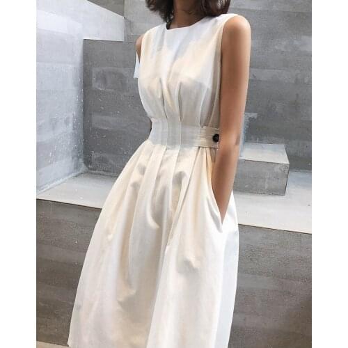 DUISNENA long boho dress tank sleeveless women dresses solid colar black white robe casual vestidos