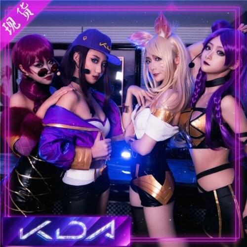 2019 Hot Game LOL Cosplay Costume KDA Punk Nine-Tailed Fox Ahri EvelyKasha AKALI all members sexy full sets 4 available A