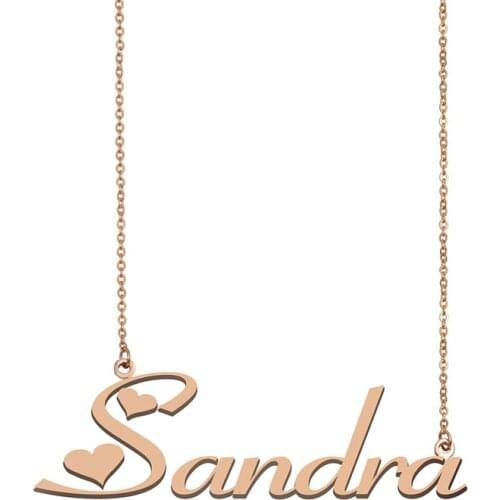 Sandra Name Necklace Custom Name Necklace for Women Girls Best Friends Birthday Wedding Christmas Mother Days Gift