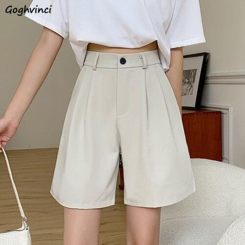 Shorts Womens Summer Solid Simple New Chic Soft High Waist Fashion Retro Ins Daily Office Ladies Casual Ulzzang Tender All-match