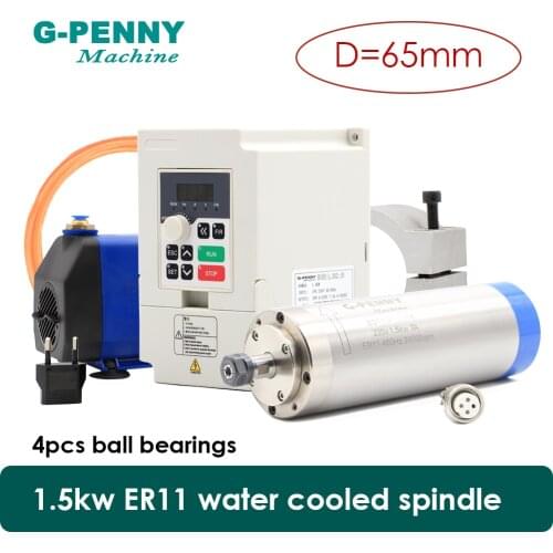 NEW!! Water cooled spindle 1.5KW ER11 Spindle for CNC machine & 1.5kw QL Inverter/VFD & 65mm Aluminium Bracket & 75W Water pump
