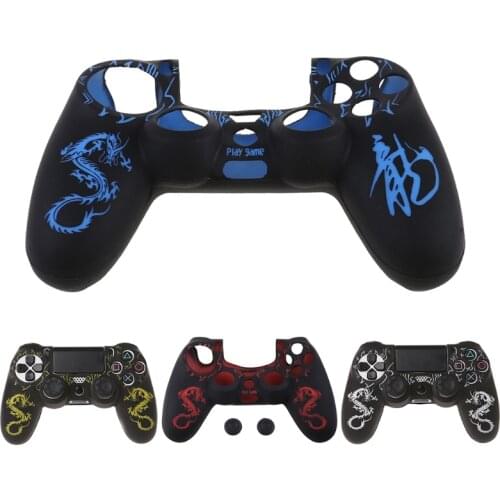 40GD Chinese Dragons Silicone Gamepad Cover Case + 2 Joystick Caps For PS4 Controller