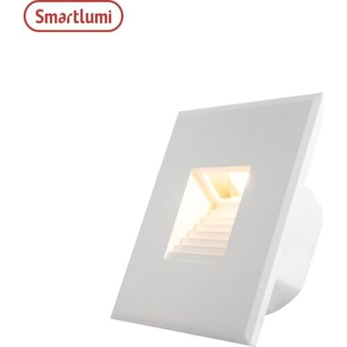 Smartlumi Dimmable Led Wall Light 220V Recessed LED Wall Lamp 3W Stair Light Pathway Hallway Lamp IP54 step light outdoor