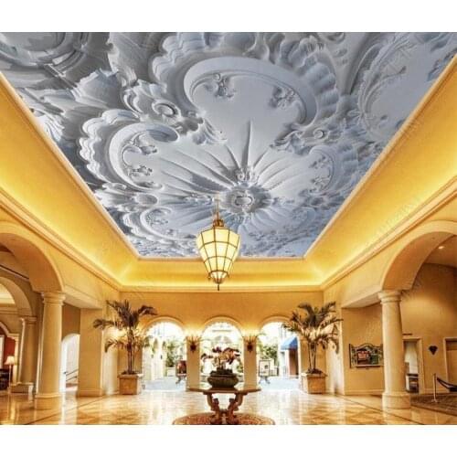 1805 3D European Relief Printing stretch ceiling film for workshop ceiling decoration