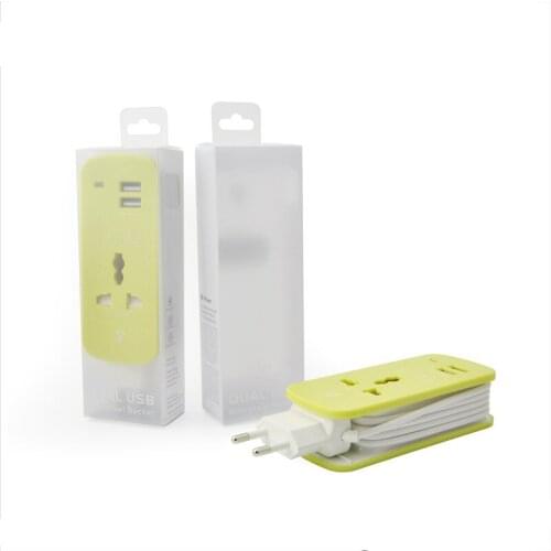 EU Plug Extension Socket Outlet Portable Travel Adapter Power Strip with 2 USB Smart Charger Wall Charger Desktop Hub