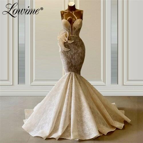 Champagne Evening Dresses Mermaid Prom Dress Middle East Abaya Muslim Wedding Party Gowns Moroccan Saudi Arabia Formal Dresses