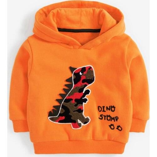 Spring Toddler Boys Cartoon Dinosaur Hoodies Fleece Sweatshirt Fall Kids Cotton Pullovers Baby Girls Outfits Boy Clothes Tops